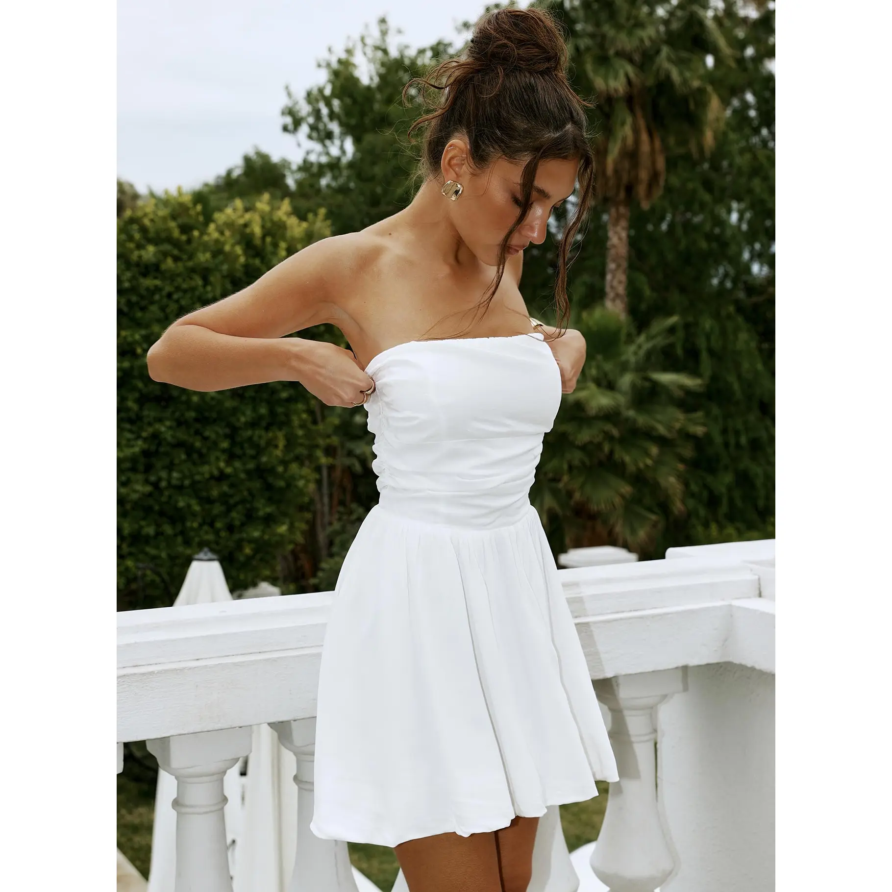 Rashida Strapless Mini Dress White