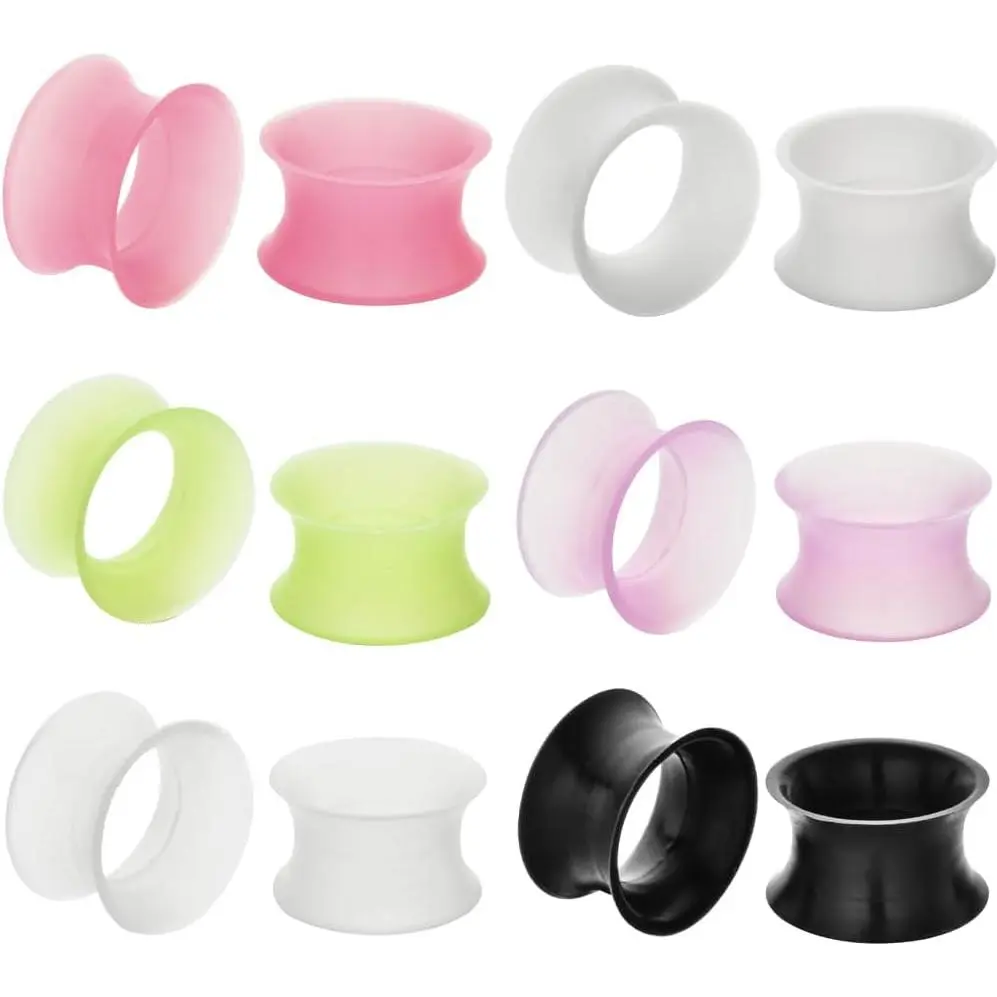 12 count Mix Color silicone Piercing Ear Plug Tunnels Expanders Gauge