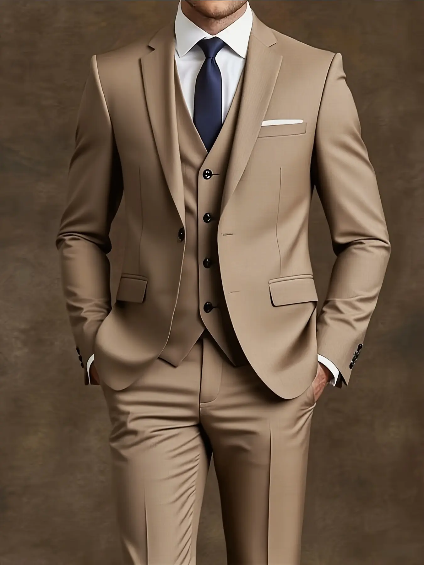 Men'S 3pcs Suit - Slim Fit Tuxedo Set Long Sleeve for Weddings & Formal Occasions, Perfect for Office Meetings and Events, Formal Attire, Formal Work Clothing, Durable Wedding Wear, Menswear