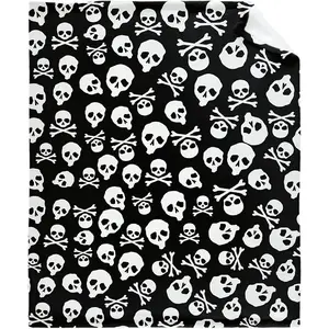 Halloween Skull Bones Throw Blanket, Super Soft Blanket for Gifts, Plush Lightweight Fuzzy Cozy Blanket, Microfiber for Couch an