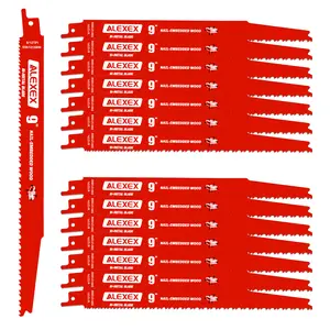 15 Pack 9 Inch 8/14TPI Reciprocating Saw Blades for Nail-Embedded Wood and Metal Cutting, Bi-Metal Sawzall Blades for General Purpose Cuts, Metal Demolition and PVC Pallets, for Diablo Sawzall Blades