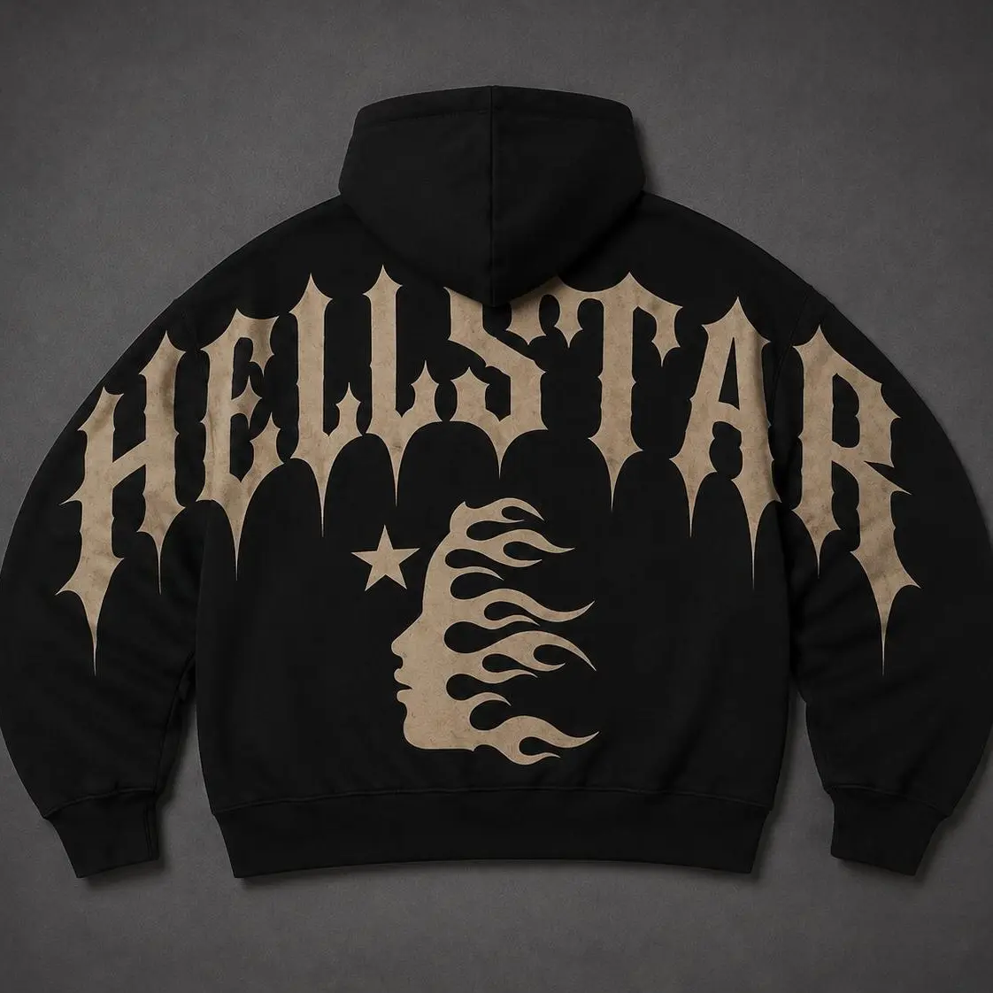Unisex Hellstar Vintage Gothic Graphic Hoodie - Pure Cotton, Oversize Loose Distressed Print, Casual Wear Dark Urban Look Streetwear Pullover, Y2K Alternative Top, Retro Gift