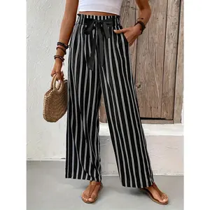 Striped High Waist Wide Leg Pants
