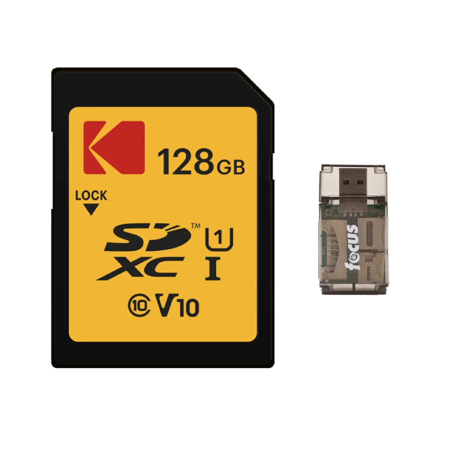 Kodak 128GB SD Class 10 UHS-I U1 V10 Full HD Memory Card with Reader Bundle