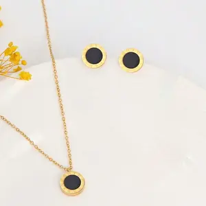 1 Set Elegant Stainless Steel Roman Numeral Necklace and Matching Earrings for Women and Men - Minimalist Jewelry Gifts for Birthday, Anniversary, Everyday Wear, Anniversary Gifts for Her