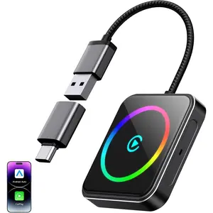 2-in-1 Wireless CarPlay & Android Auto Adapter, Wired to Wireless Converter for iOS 10+ & Android 11+ Devices, Auto-Connect, Low Latency, Plug-and-Play, Simple Setup, USB-A/C Compatible 2026 Car Electronics Accessory