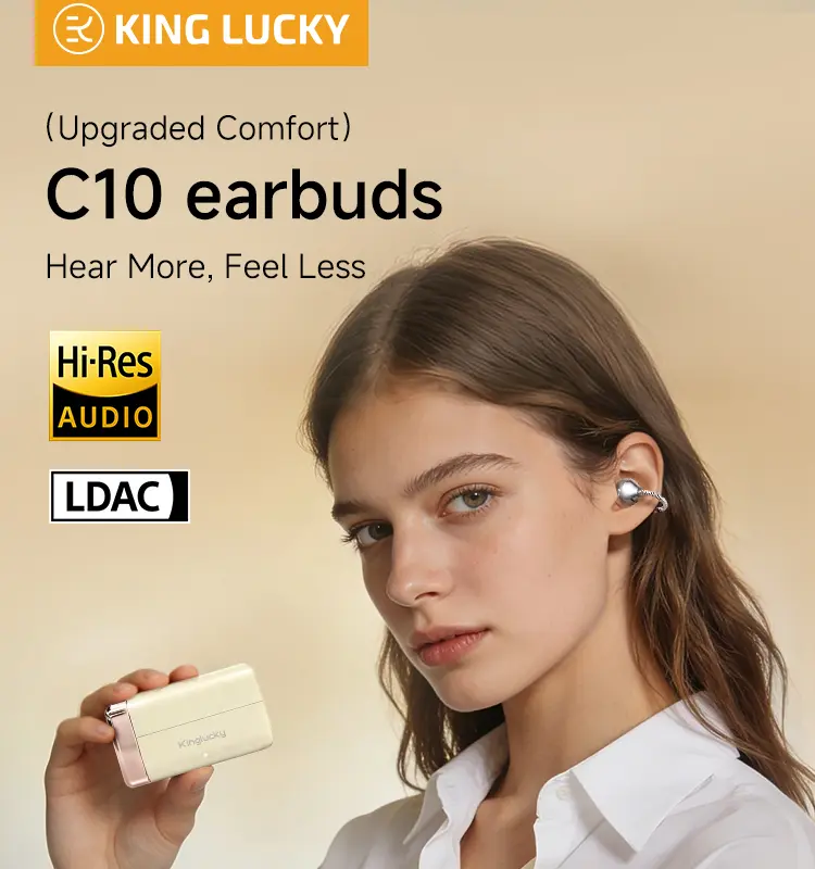 Open-Ear Clip-On Earbuds Wireless - Bluetooth 6.0 Wireless BT Headphones with Memory Spring, Secure Fit for Small Ears, Built-in ENC Mic, 45H Playtime, IPX5 Waterproof (White)