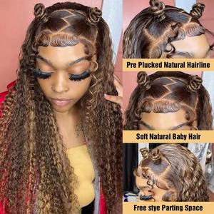 Simidola Hd Transparent Blonde Highlight Wig 13x6 Lace Frontal Wig Human Hair Deep Wave Bouncy Curl Blonde Ombre Color Water Wave Frontal Wigs For Women On Clearance summerwins