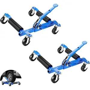 Heavy Duty Car Wheel Dolly Jack Set – 1500-4500 lbs Capacity, Adjustable 12" Steel Rollers, 360° Swivel Casters, Ratcheting Foot Pedal, Ideal for Vehicle Positioning, Tire Repair & Auto Maintenance
