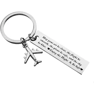 Fly Safe Pilot  Gifts for Women Men May Your Air be Clear Key Chain for Grandson Daughter Flight Attendant Staff Fly Safe  for Friends Traveling Gifts Key Rings