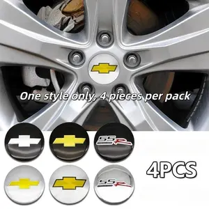 4 Pack 56mm Aluminum Alloy Wheel HUB Center Cap Sticker Decal, Automotive Decorative Emblem for Chevrolet Cruze, Captiva, Aveo, Spark, Colorado, Decal For Cars, Car Decals