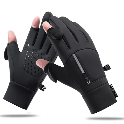 Unisex Outdoor Activity Gloves for Adults, Winter Windproof Cold-Resistant, Flip-Top Fingers, Touchscreen Compatible, Ideal for Biking, Running, Stay Connected