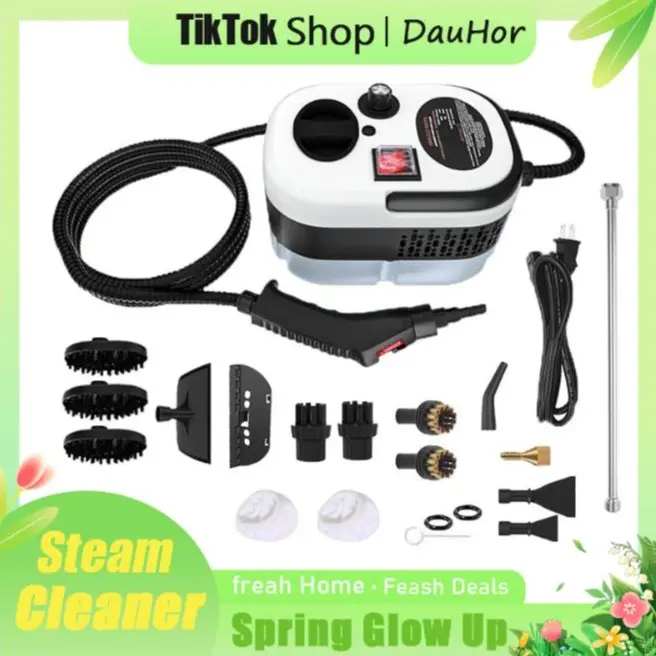 DauHor 2500W Handheld Steam Cleaner - High-Temperature, High-Pressure Portable Automotive Specialty Power Tool with 20 Attachments for Greasy Surfaces, Kitchen & Cars Cleaning