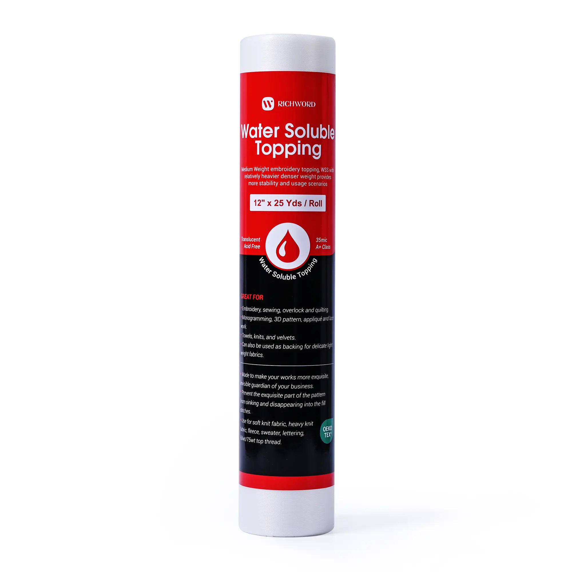 PooLin Richword Wash Away Water Soluble Embroidery Topping Film for Machine Embroidery