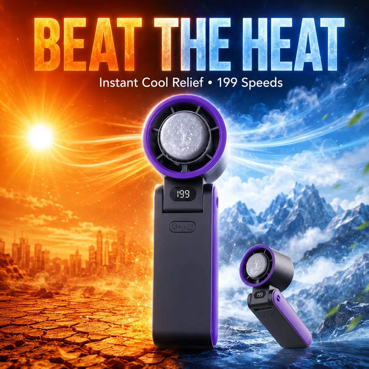 Portable fan Handheld High Speed Fan 199 Adjustable LevelsFoldable for Summer Travel Vacation Essentials& OutdoorActivities cool fan