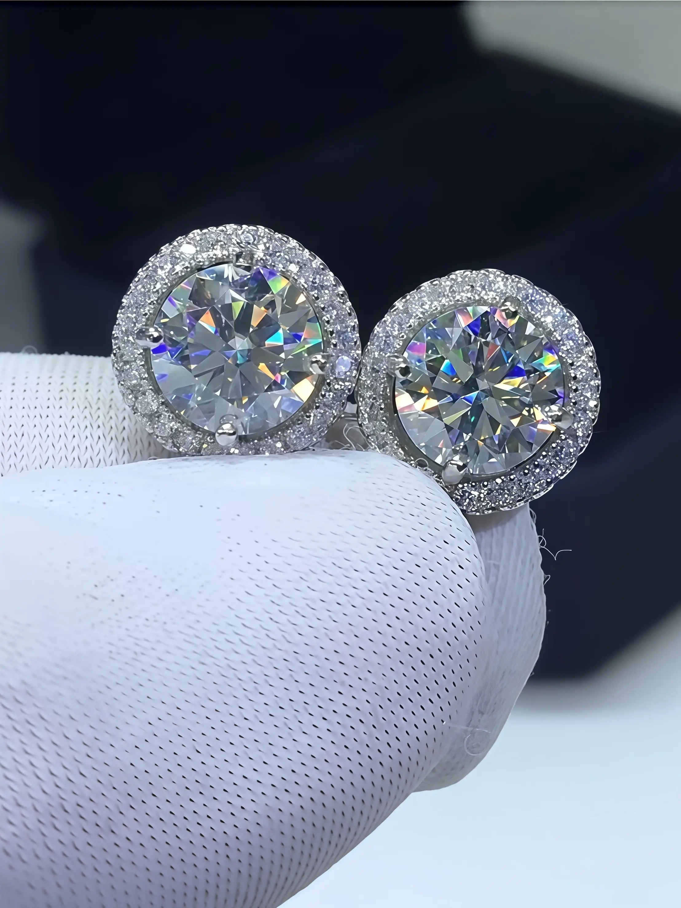 S925 Silver Color Moissanite Studs Earrings, High Quality Earrings, Classic Fashion Ear Jewelry, Perfect Birthday & Mother's Day Gift, Unisex Wedding Set