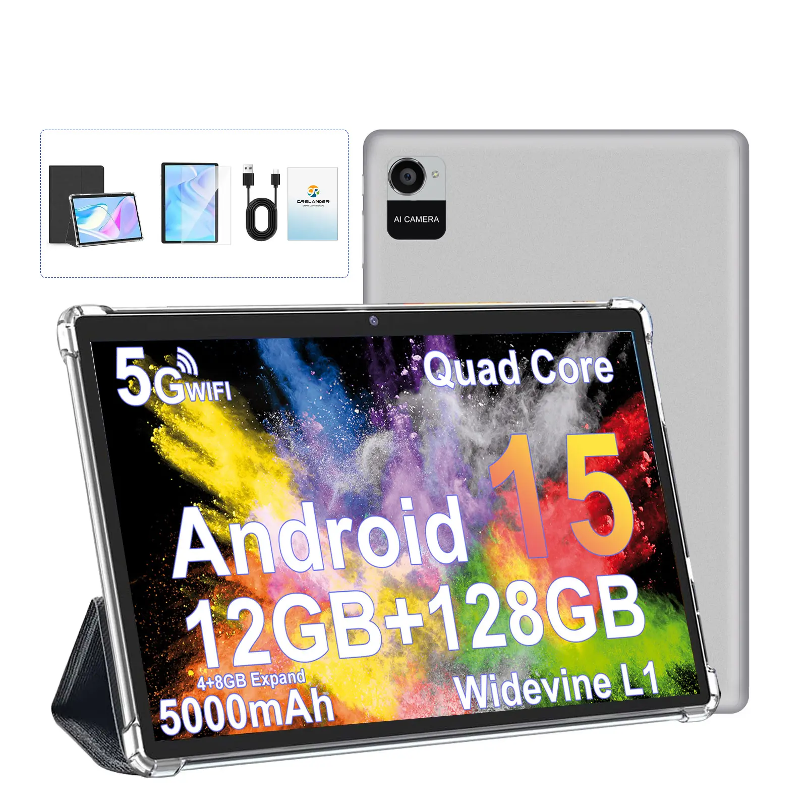 Crelander W30 10.1 Inch Android 15 Tablet PC 12GB+128GB 13MP