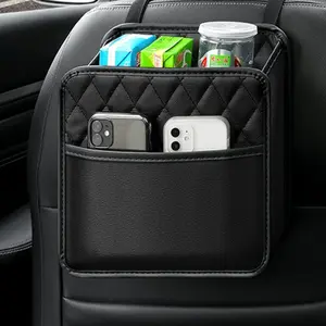 Car Back Seat Organizer, Car Seat Back Hanging Bag Car Document Holder, Hanging PU Leather Car Storage Bag, Compatible with Most Vehicles Interior Accessories Organizer