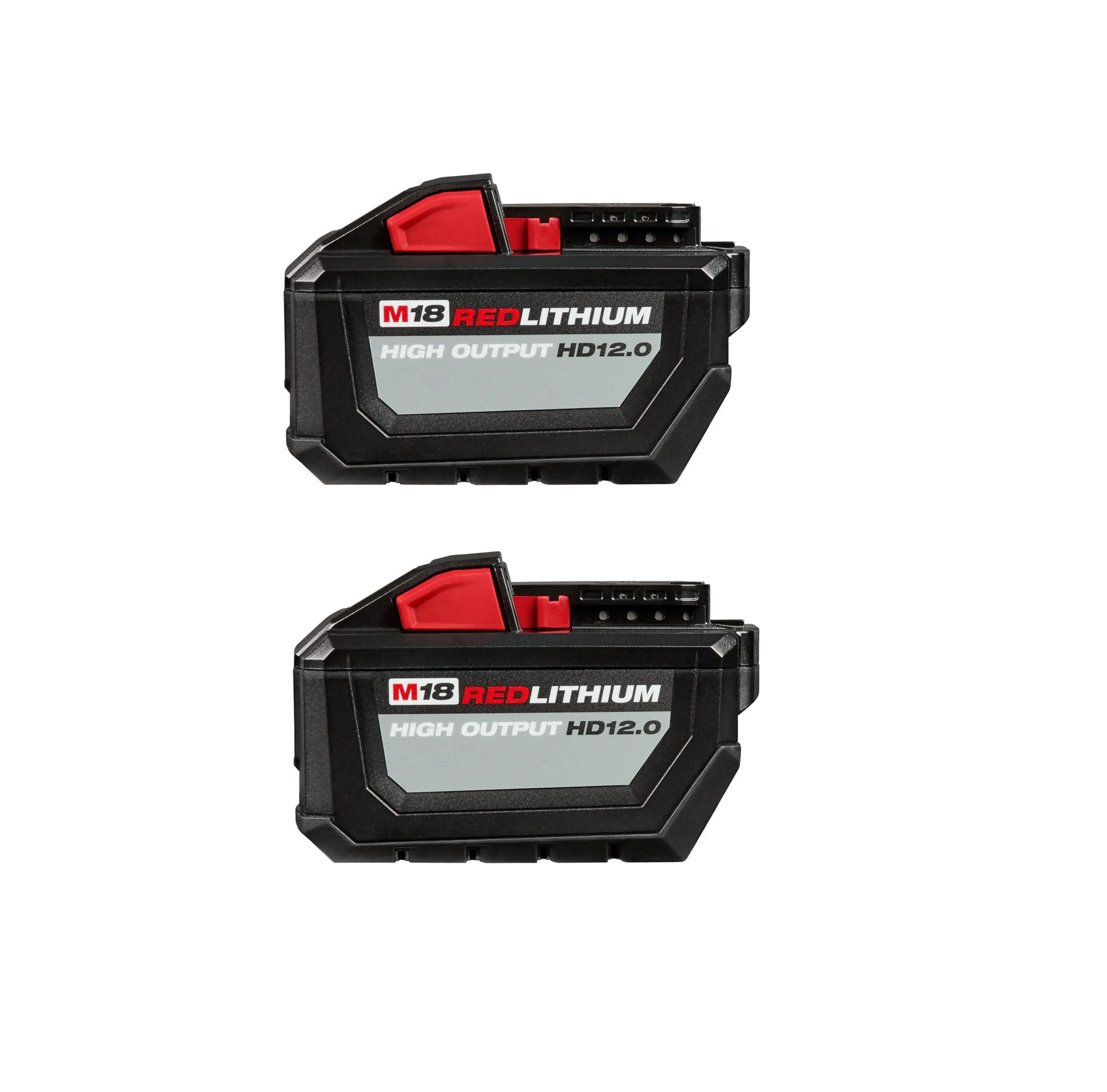 Milwaukee M18 System 48-11-1812 2-Pack 18V 12Ah Lithium Power Tool Batteries, Fade-Free Replacement for M18 Power Tools