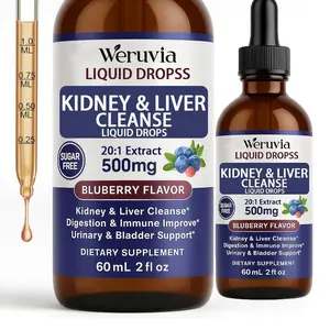 27-in-1 Kidney Cleanse Detox Repair Drops - 20:1 Cranberry Extract & Pomegranate - Urinary Tract & Liver Cleanse - Vegan Kidney Support Supplement - Alcohol-Free, Non-GMO