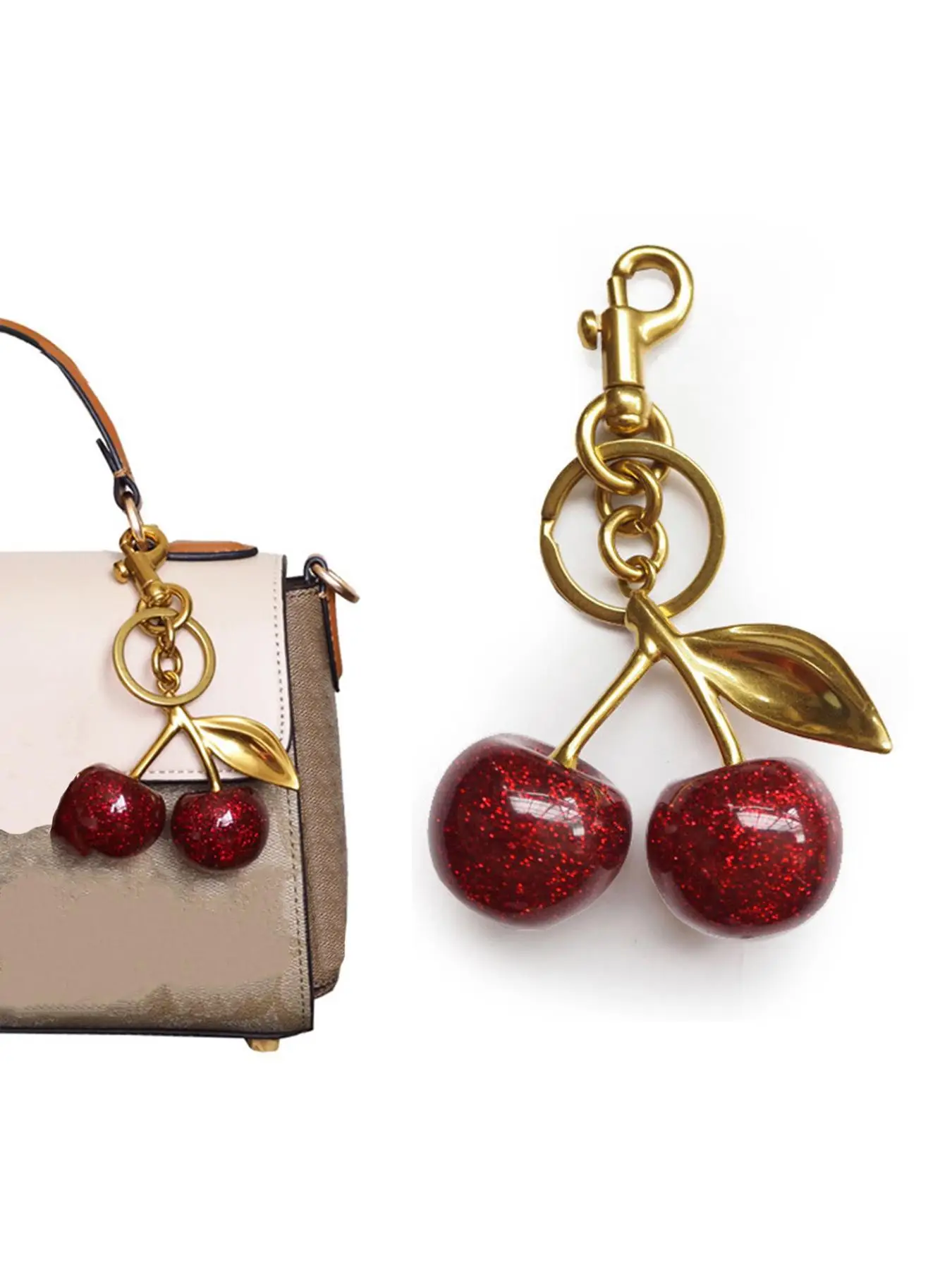 Cherry Design Bag Keychain, Fashionable Bag Pendant for Women & Girls, Trendy All-match & Exquisite Keychain for Birthday Gift