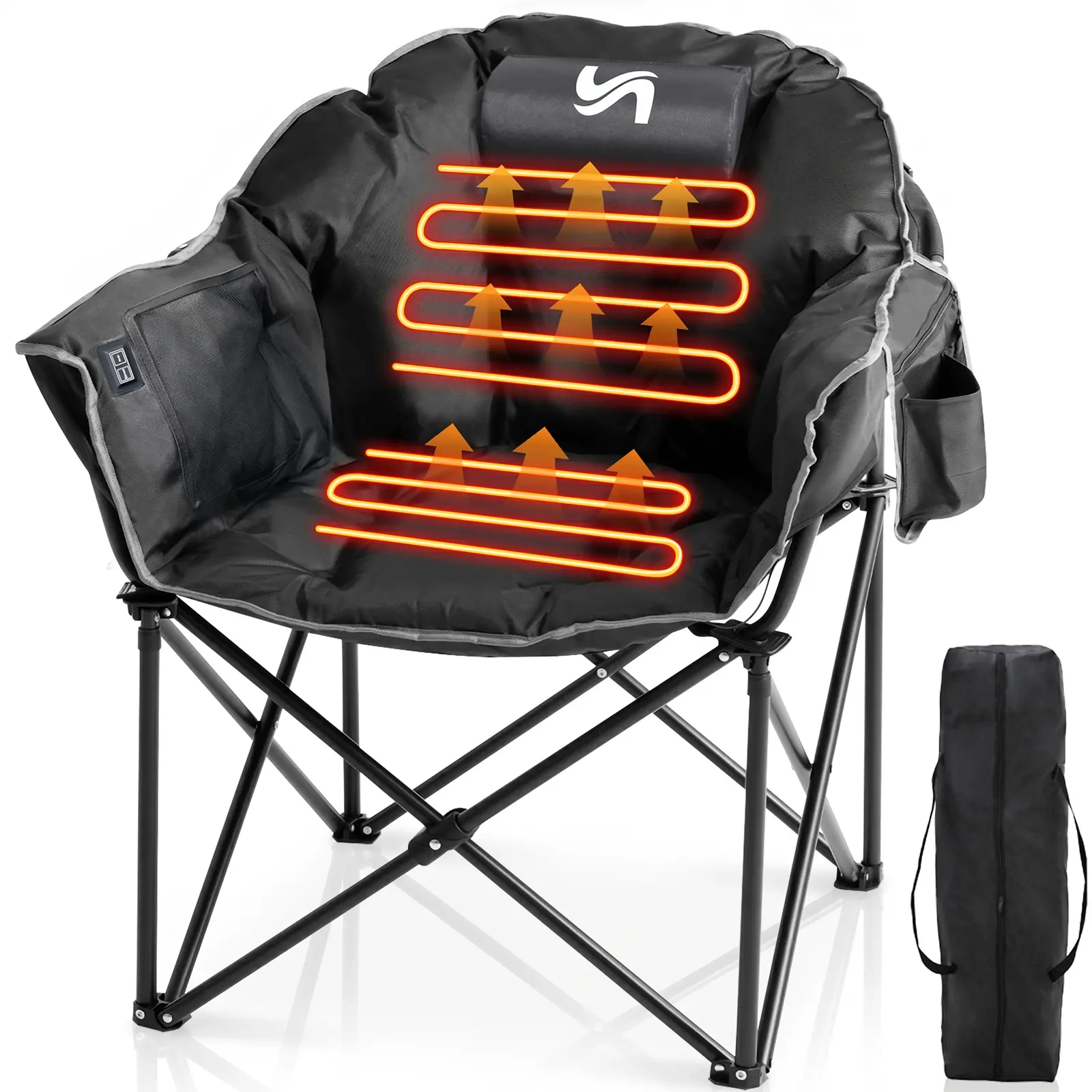 [Battery Not Included] Lilypelle XL Heated Camping Chair, Oversized Portable Folding Chair with 3 Heat Levels, Outdoor Heated Chair for Camping, Patio & Backyard deskmakeover