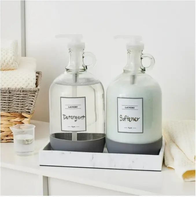 Glass & Resin Laundry Detergent Dispenser Set,128 Fluid oz, 4Pc Glass & Resin Laundry Detergent Dispenser Set,128 Fluid oz, 4Pc