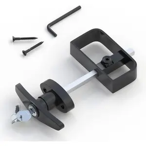 Shed Door T Handle Lock Latch, 5-1/2" Black Shed Door Lock Hardware with 2 Keys for Outdoor Garden Shed Gates, Shed Lock-1