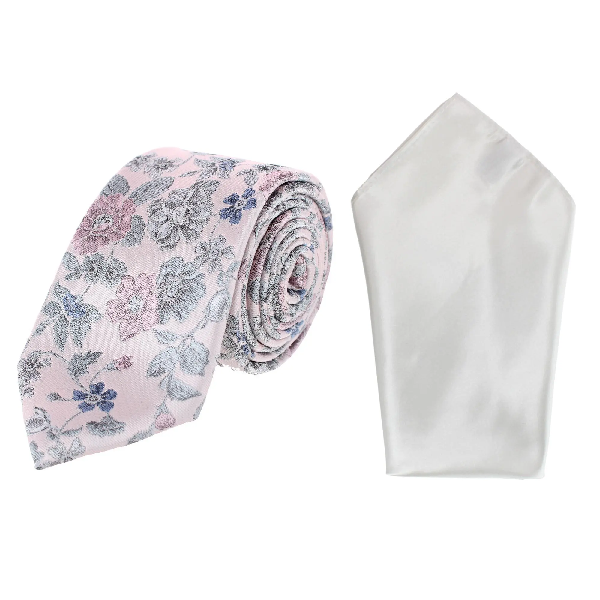Essentials by Trafalgar Floral and Vine Patterned Necktie and Solid Pocket Square Set, Neckties