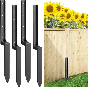 Fence Post Repair Kit, Heavy-Duty Ground Spike with Gloves for Repairing Tilted or Broken Wood Posts