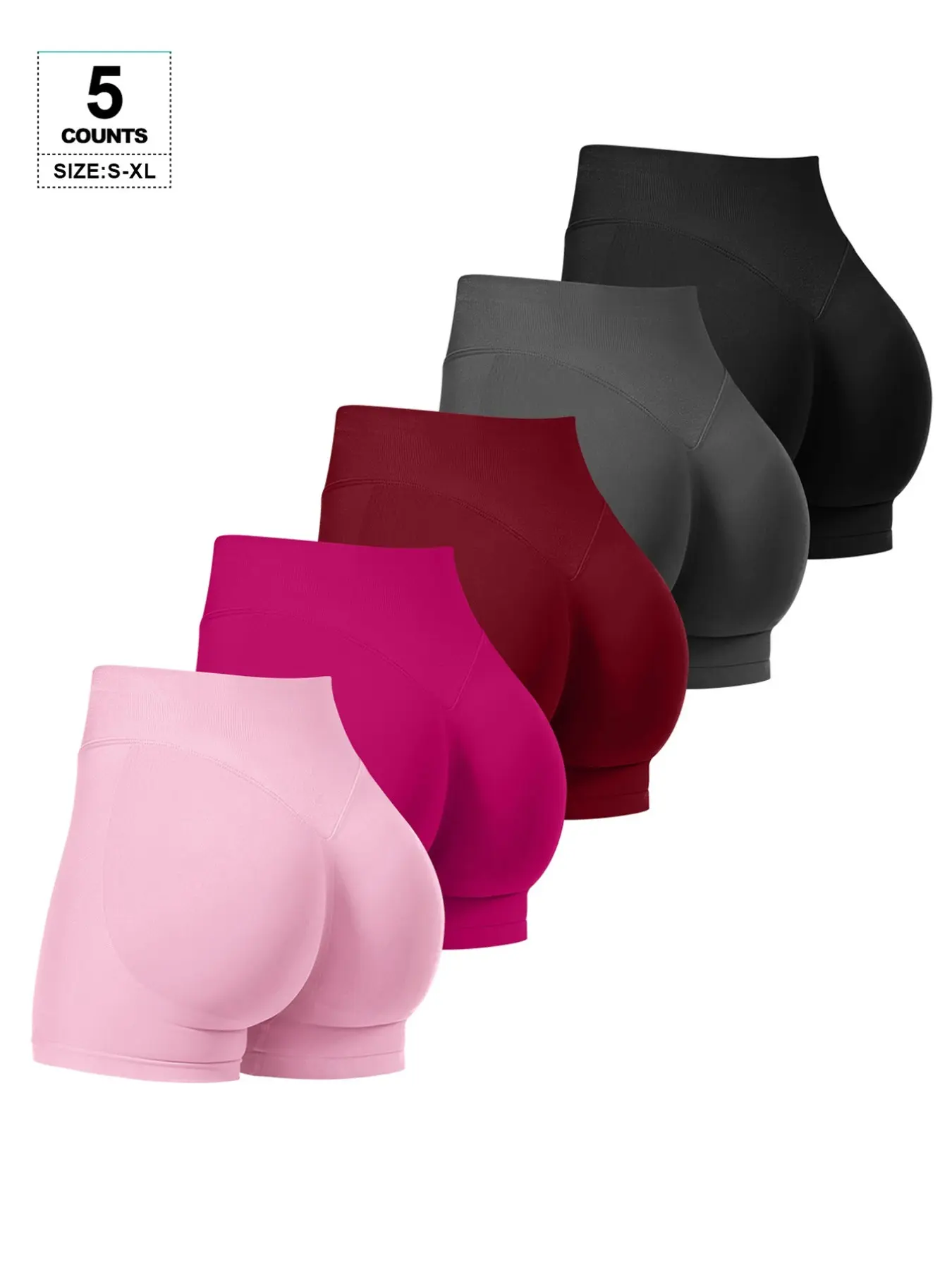 Women's Seamless Butt Lifting Solid Sports Shorts For Gym Workout Athletic Compression Shorts