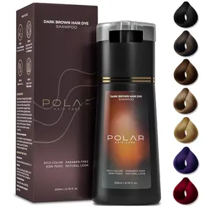 Polar Hair Care Official Instant Color Dye Shampoo for Gray Coverage, Semi-Permanent Hair Color Shampoo for Women & Men, 10-Minute Application, 200 ml