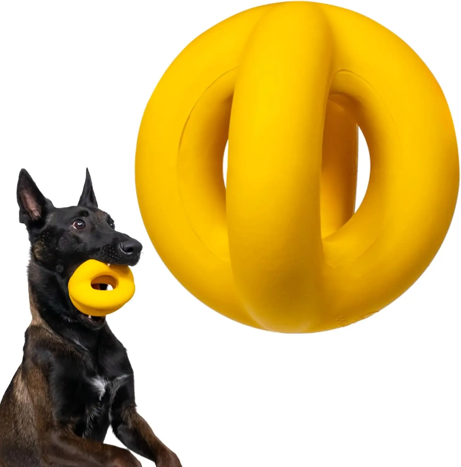 WoofBite Ring Ball | Virtually Indestructible. Lifetime Guaranteed. | VULCRON Natural Rubber | Durable, Heavy Duty Dog Chew Toy for Aggressive Chewers | Medium & Large Breeds, 5.5”
