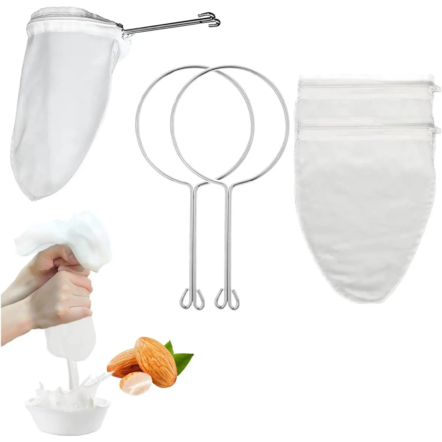 2 PC Reusable Nut Milk Bags Cheese Cloths for Straining  Ultra Extra Fine Mesh Jelly Juice Honey Food Sieve Strainer Juicing Coffee Pulp Cloth Berry Seed