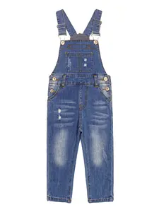 12M-9T Little Boys Slim Fit Kids Jeans, Ripped Big Bib Pocket Fashion Denim Overalls