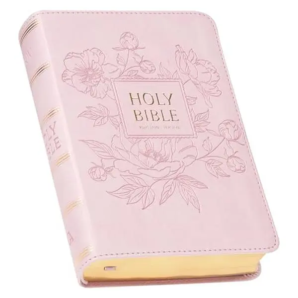 Holy Bible, Compact Large Print Faux Leather Red Letter Edition Ribbon Marker, King James Version, Ballet Pink
