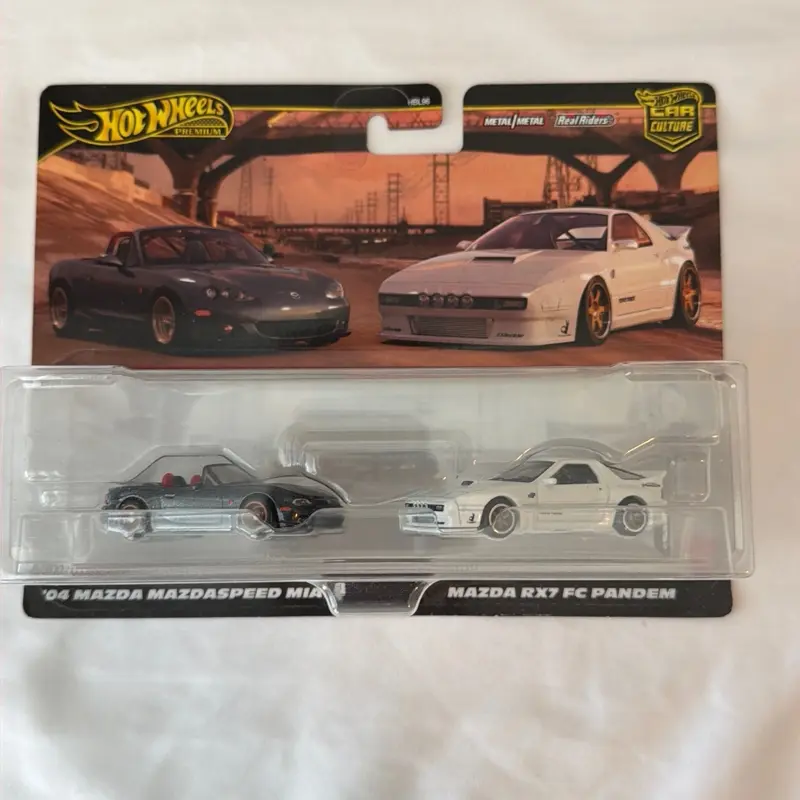 2024 Edition New Hot Wheels Mazda Miata & RX7 FC Pandem 2-Pack Diecast Cars, Collectible for Enthusiasts