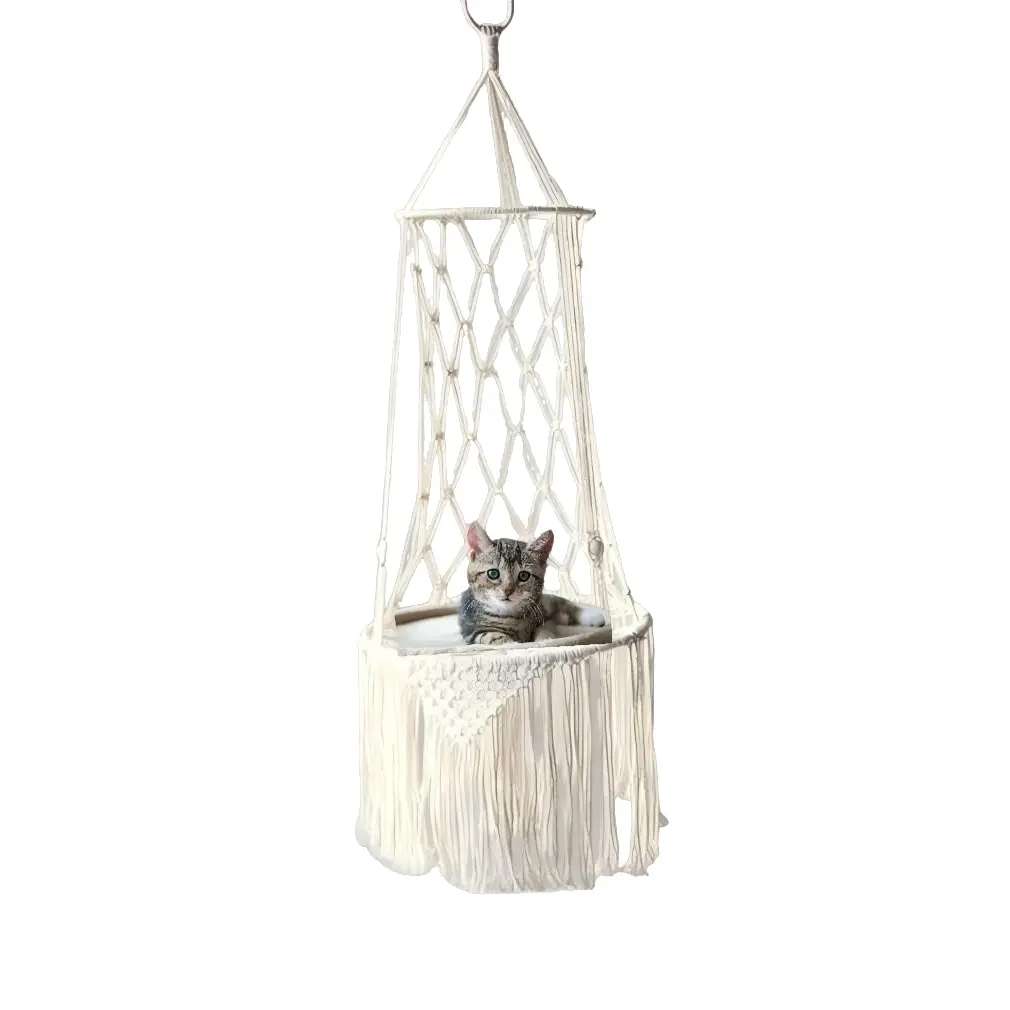European Style Cotton Rope Handmade Cat Bed Hammock, Kitty Kitten, Home Pet Supplies, Hanging Swing Net, Cat Chair, Pine Wood, China Harvested