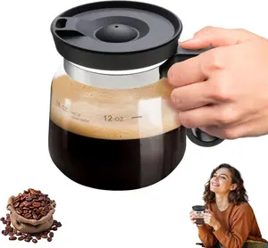 16 Oz Glass Coffee Mug in Coffee Pot Shape with Sip Lid, Compact 4" Tall Novelty Coffee Cup for Coffee Lovers