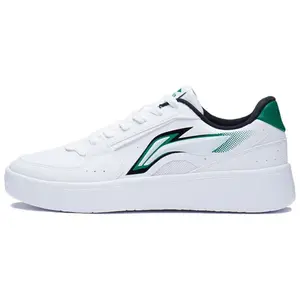 Li-Ning Xinghe Synthetic Leather Classic Lightweight Cushioned Breathable Low-Top Sneakers for Men in White and Green Verifiable, with credentials and supporting global authentication
