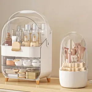 Makeup storage box, skincare rack bathroom counter storage box, storage box for cosmetics display, fashion gift for girls, makeup storage box suitable for dressing tables, vanities, countertops (rose gold)
