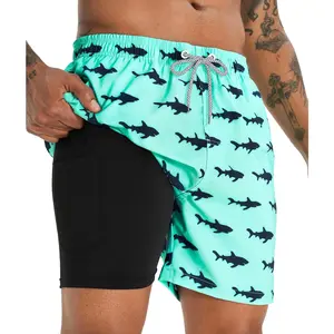 Men's Swim Trunks with Compression Liner 5 Inch Bathing Suit Beach Swimsuits#C195 XL|.com