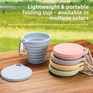 Eco-Friendly Silicone Collapsible Water Cup, Portable Foldable Travel Mug with Carrying Strap, Reusable Lightweight Drinking Cup for Camping, Hiking and Daily Outdoor Activities