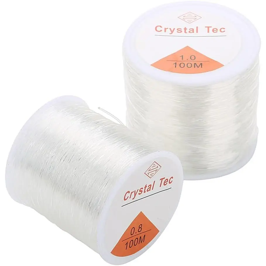 2 Roll 100m Clear Elastic Beading Threads,Stretchy Bead Cord String Stretchy  Bracelet String for Bracelet,Beading,  Making (0.8 & 1mm)