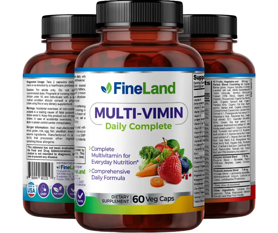 FineLand MULTI-VIMIN Daily Complete 22 Vitamins, 42 Fruits, Vegetables and Herbal Blend Healthcare Natural