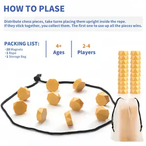 Magnetic Chess & Strategy Game for 2-4 Players Includes 20 Game Magnets, Carry Bag, and Integrated Rope Closure