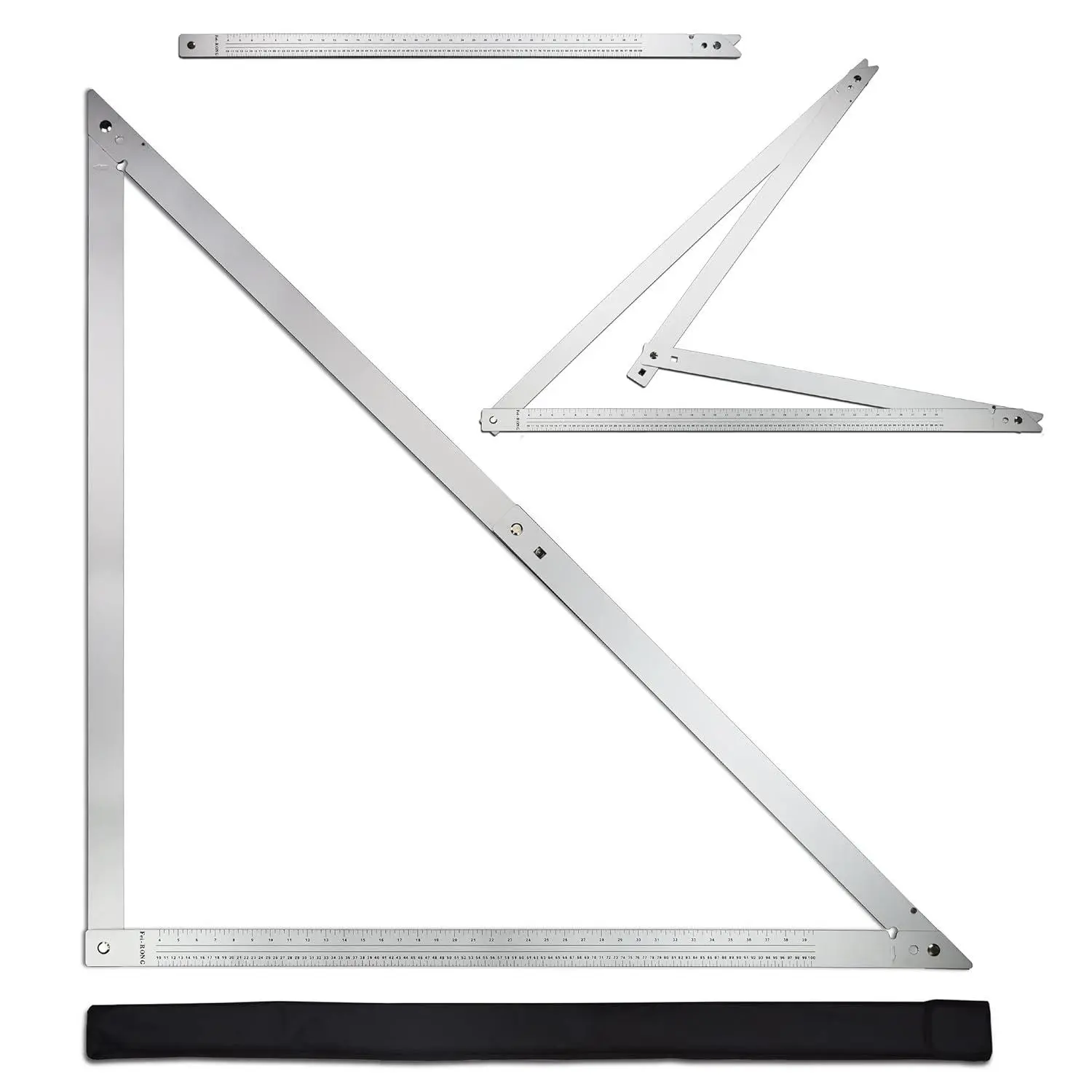 48-Inch Sturdy Aluminum Frame Combination Square, Professional Carpenter Tool with Adjustable 45°-90° Angles, Black Easy-Reading Graduations, Wear-Resistant for Roofing, Framing