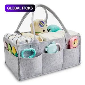 Cute Felt Storage Basket, Multi-Purpose Diaper Caddy, Portable Nursery Storage Basket, Simple Durable Storage Basket for Home & Outdoor Use, Travel Diaper Tote #GLOBAL PICKS