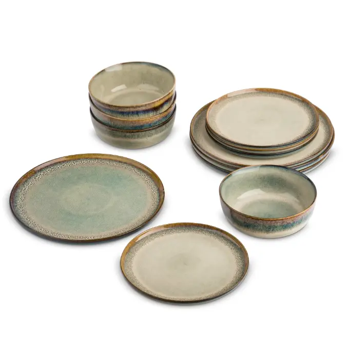 Yellowstone Kayce 12-Piece Reactive Ceramic Dinnerware Set