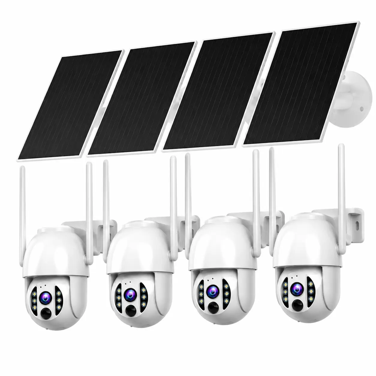 【JOOAN 4PCS 4K 4G LTE Cellular Solar Security Camera Wireless Outdoor】No WiFi, 360° Live View, 4K Color Night Vision, PIR Motion Sensor（Includes 1GB Of Free Data）, 2 Way Talk, Built in SIM Card, Waterproof Off-Grid Surveillance Camera